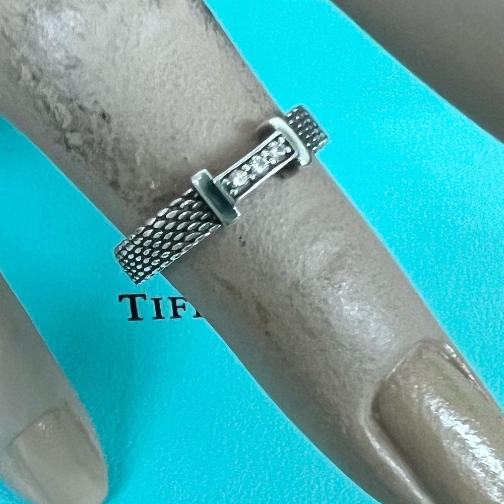 🔴Authentic VINTAGE TIFFANY & CO Diamonds Sterling Silver Somerset Mesh Ring🔴